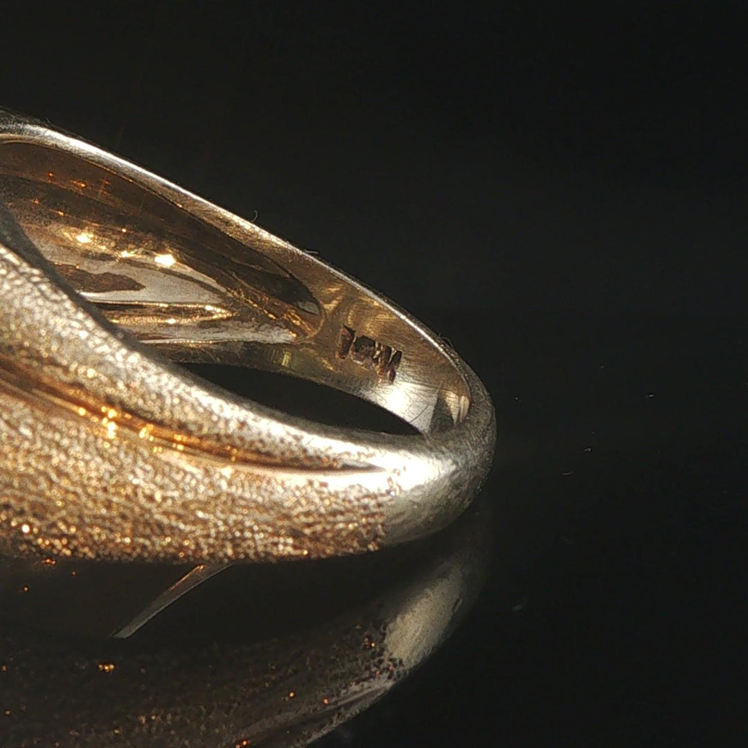 14k Yellow Gold and 0.25cttw Diamond Solid Vintage Fancy Ring Size 6.5