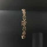 14k Yellow Gold Emerald and 1cttw Diamond Floral X Link Bracelet 7"