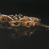 14k Yellow Gold Emerald and 1cttw Diamond Floral X Link Bracelet 7"