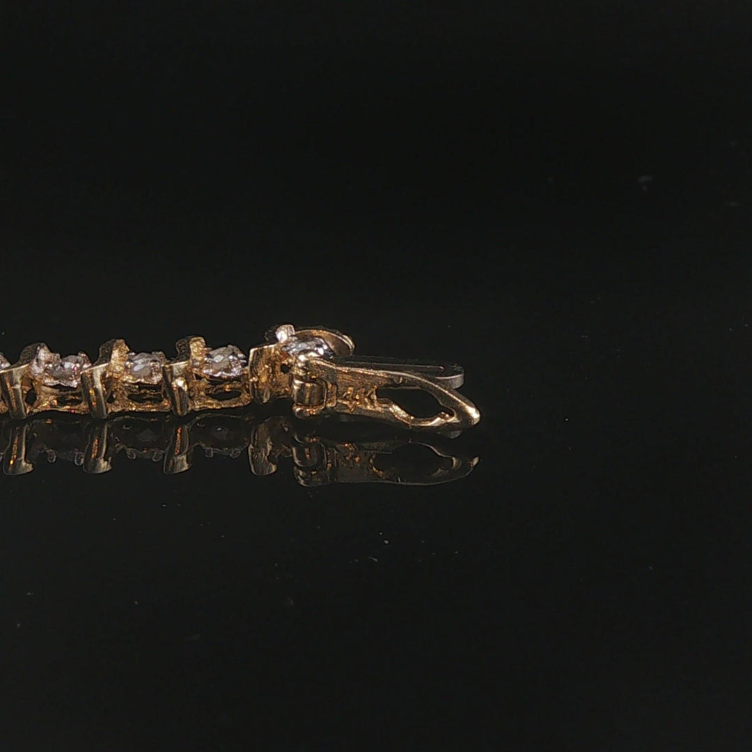14k Yellow Gold and 0.50cttw Diamond S Link Thin Tennis Bracelet 7"