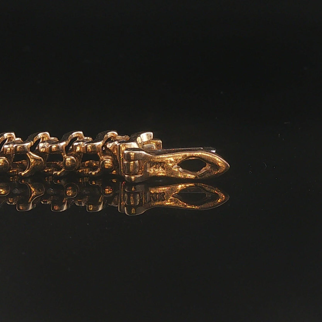 14k Yellow Gold and 1.50cttw Diamond S Link Vintage Tennis Bracelet 7"