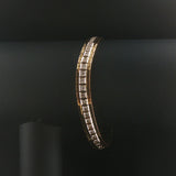 14k Yellow Gold and Diamond 25g Solid Heavy Vintage Brick Link Bracelet Italy 7"