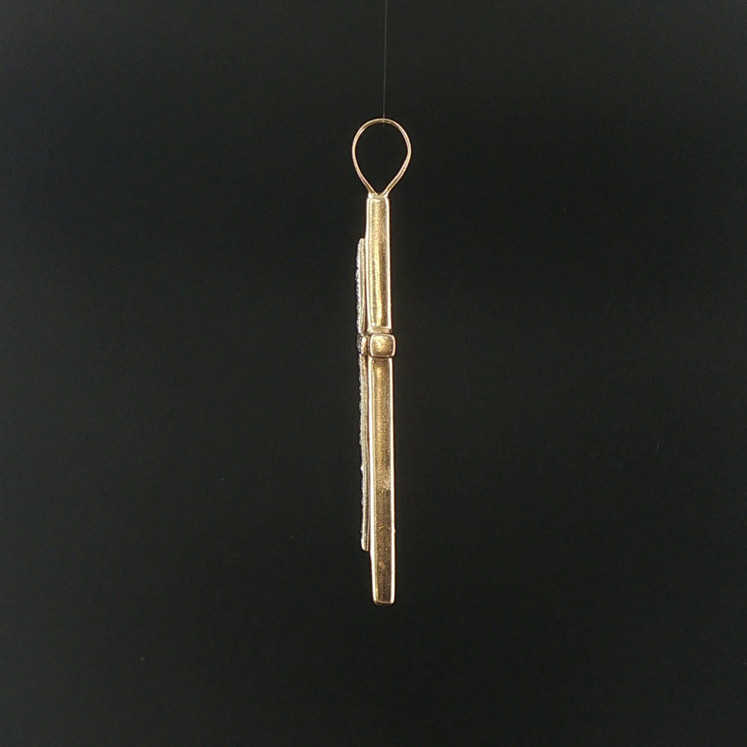 14k Yellow Gold and  0.80cttw Diamond 16.5g Solid Heavy Large Cross Pendant 2.5"