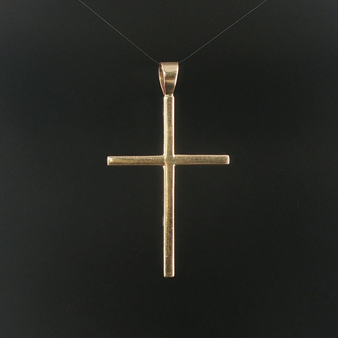 14k Yellow Gold and  0.80cttw Diamond 16.5g Solid Heavy Large Cross Pendant 2.5"