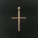 14k Yellow Gold and  0.80cttw Diamond 16.5g Solid Heavy Large Cross Pendant 2.5"