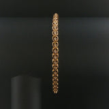14k Yellow Gold and Diamond Vintage Heart Link Bracelet 7"