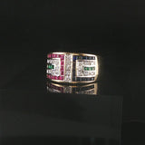 14k Yellow Gold Sapphire Ruby Emerald and Diamond Ring Size 6