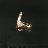 14k Yellow Gold Emerald and Diamond Ladies Bypass Ring Size 6.75