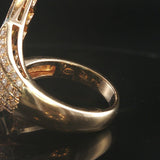 14k Yellow Gold Emerald and Diamond Ladies Bypass Ring Size 6.75