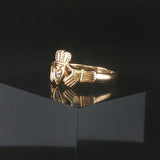 14k Yellow Gold and 0.05ct Diamond Solid Claddagh Ring Size 9