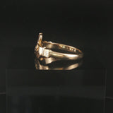 14k Yellow Gold and 0.05ct Diamond Solid Claddagh Ring Size 9