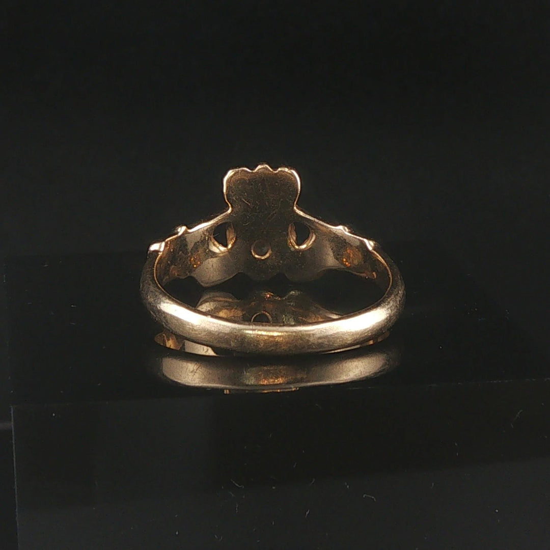 14k Yellow Gold and 0.05ct Diamond Solid Claddagh Ring Size 9