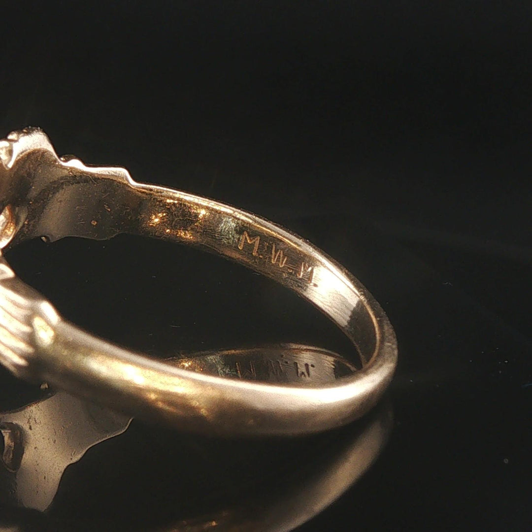 14k Yellow Gold and 0.05ct Diamond Solid Claddagh Ring Size 9