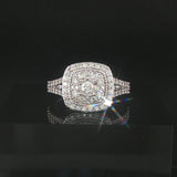 14k White Gold and 1cttw Diamond Ladies Cluster Ring Size 7