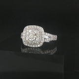 14k White Gold and 1cttw Diamond Ladies Cluster Ring Size 7