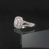 14k White Gold and 1cttw Diamond Ladies Cluster Ring Size 7