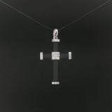 18k White Gold 0.25cttw Diamond and Rubber Cross Pendant 1.5"