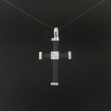 18k White Gold 0.25cttw Diamond and Rubber Cross Pendant 1.5"