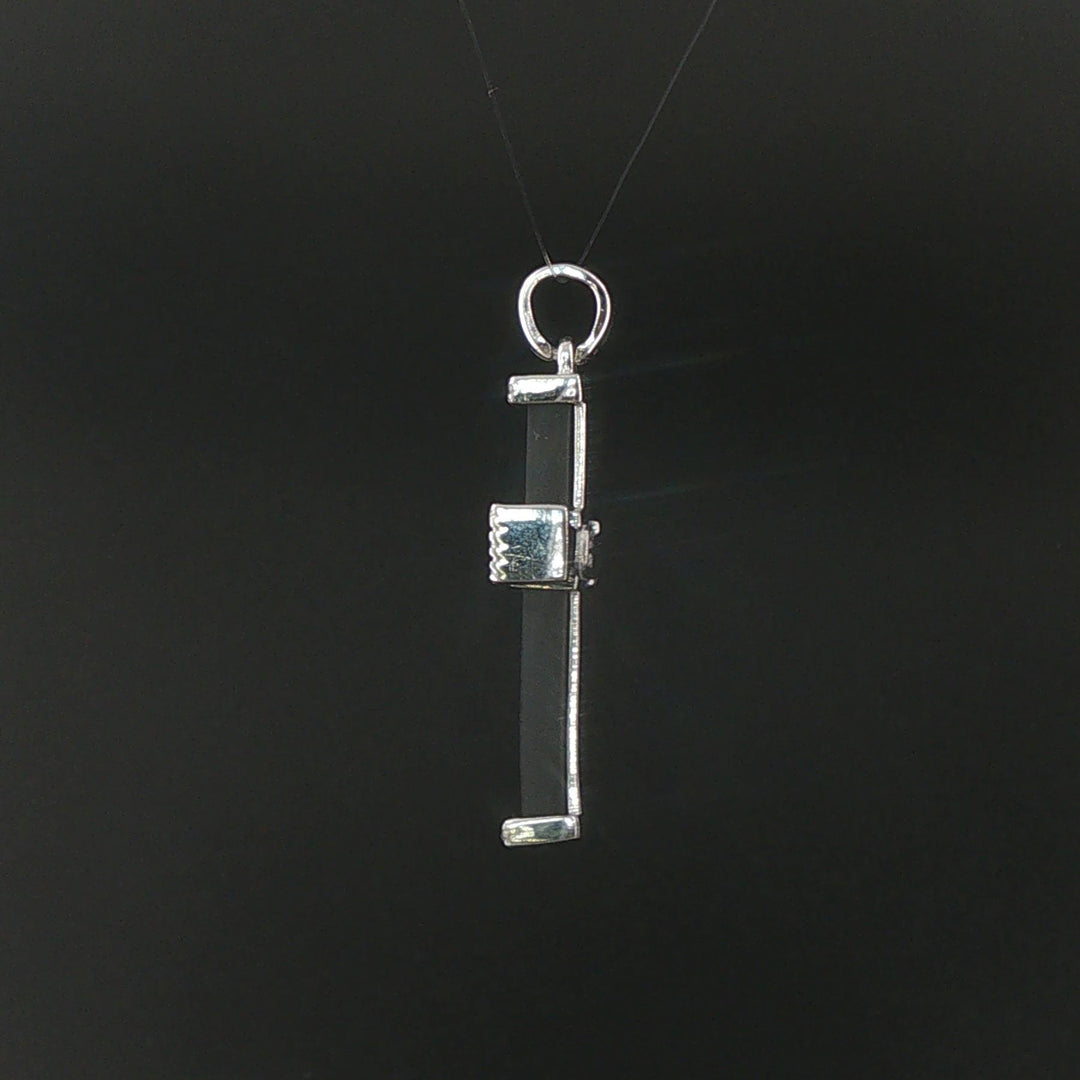 18k White Gold 0.25cttw Diamond and Rubber Cross Pendant 1.5"