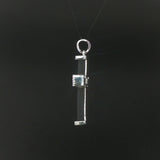 18k White Gold 0.25cttw Diamond and Rubber Cross Pendant 1.5"