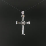 18k White Gold 0.25cttw Diamond and Rubber Cross Pendant 1.5"