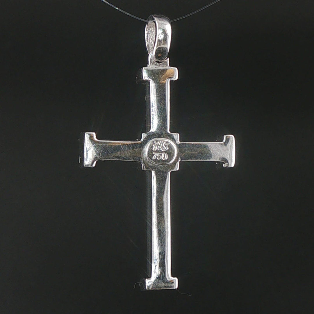 18k White Gold 0.25cttw Diamond and Rubber Cross Pendant 1.5"