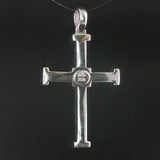 18k White Gold 0.25cttw Diamond and Rubber Cross Pendant 1.5"