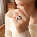 18k Yellow Gold Blue Sapphire and 1cttw Diamond Heavy Vintage Ring Size 6.5