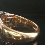 18k Yellow Gold Blue Sapphire and 1cttw Diamond Heavy Vintage Ring Size 6.5