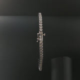14k White Gold and 2.5cttw Bezel Set Diamond Tennis Bracelet 7.25"