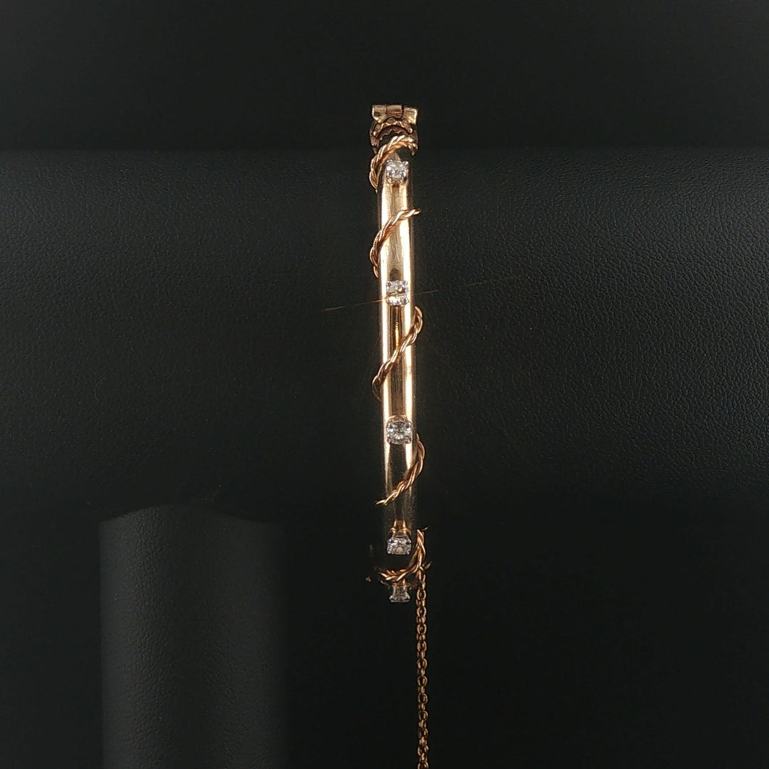 14k Yellow Gold and 0.50cttw Diamond Vintage Bangle Bracelet 6.75"