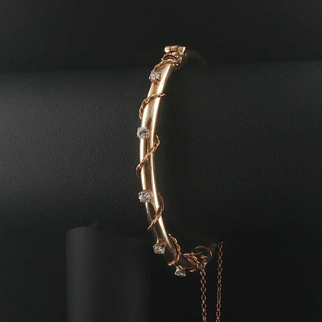 14k Yellow Gold and 0.50cttw Diamond Vintage Bangle Bracelet 6.75"