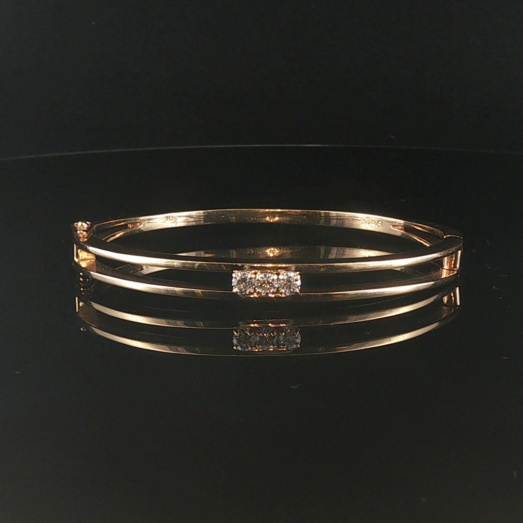14k Yellow Gold and 0.45cttw Three Diamond Heavy 25.5g Bangle Bracelet 7"