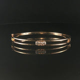 14k Yellow Gold and 0.45cttw Three Diamond Heavy 25.5g Bangle Bracelet 7"