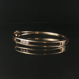 14k Yellow Gold and 0.45cttw Three Diamond Heavy 25.5g Bangle Bracelet 7"
