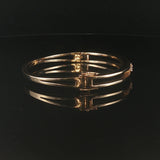 14k Yellow Gold and 0.45cttw Three Diamond Heavy 25.5g Bangle Bracelet 7"