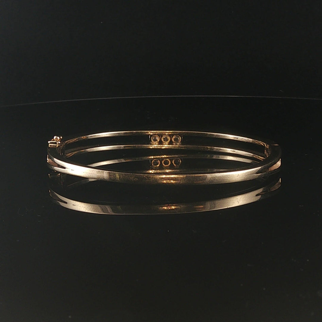 14k Yellow Gold and 0.45cttw Three Diamond Heavy 25.5g Bangle Bracelet 7"
