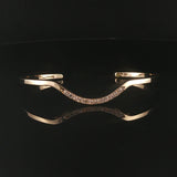 14k Yellow Gold and 0.35cttw Diamond Solid Curved Cuff Bracelet 6.25"