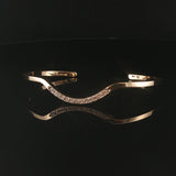 14k Yellow Gold and 0.35cttw Diamond Solid Curved Cuff Bracelet 6.25"