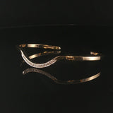 14k Yellow Gold and 0.35cttw Diamond Solid Curved Cuff Bracelet 6.25"