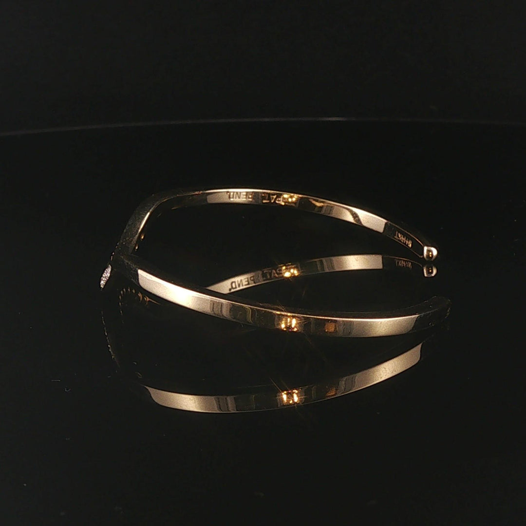 14k Yellow Gold and 0.35cttw Diamond Solid Curved Cuff Bracelet 6.25"