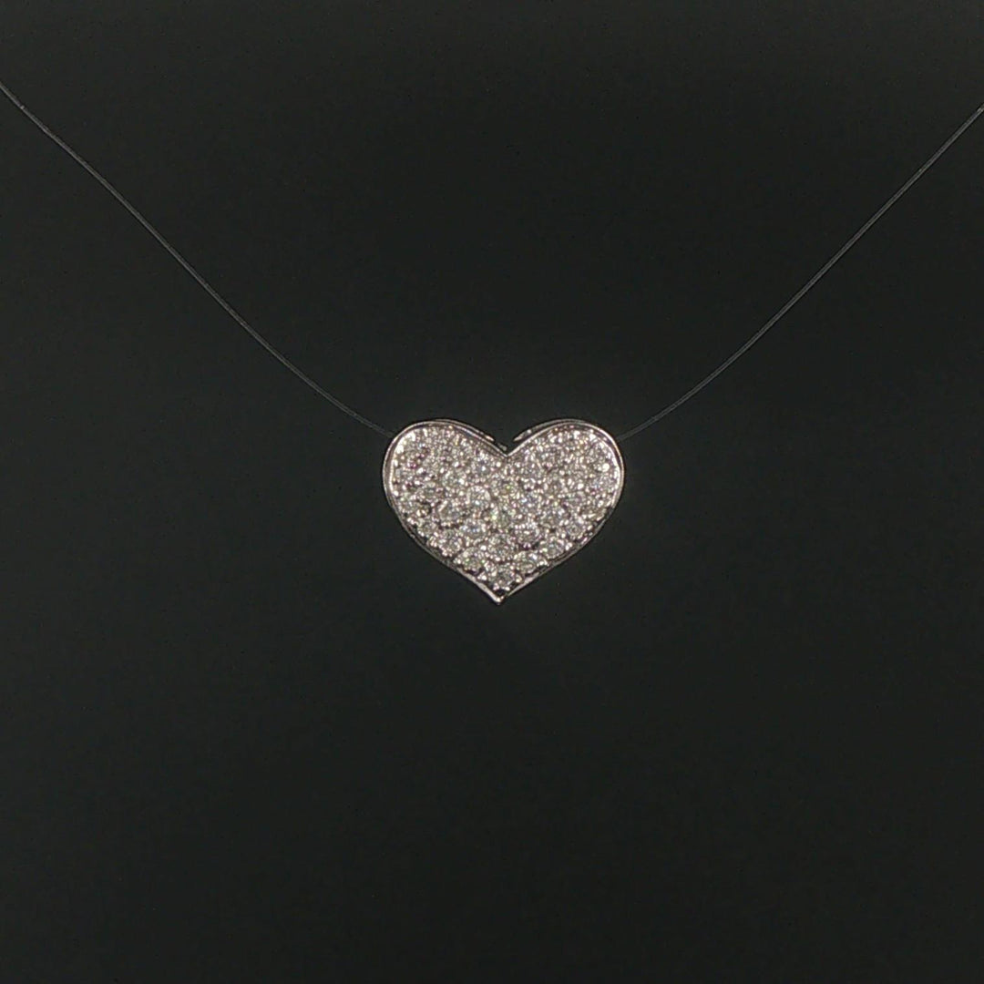 18k White Gold and 0.50cttw Pave Diamond Heart Slide Pendant