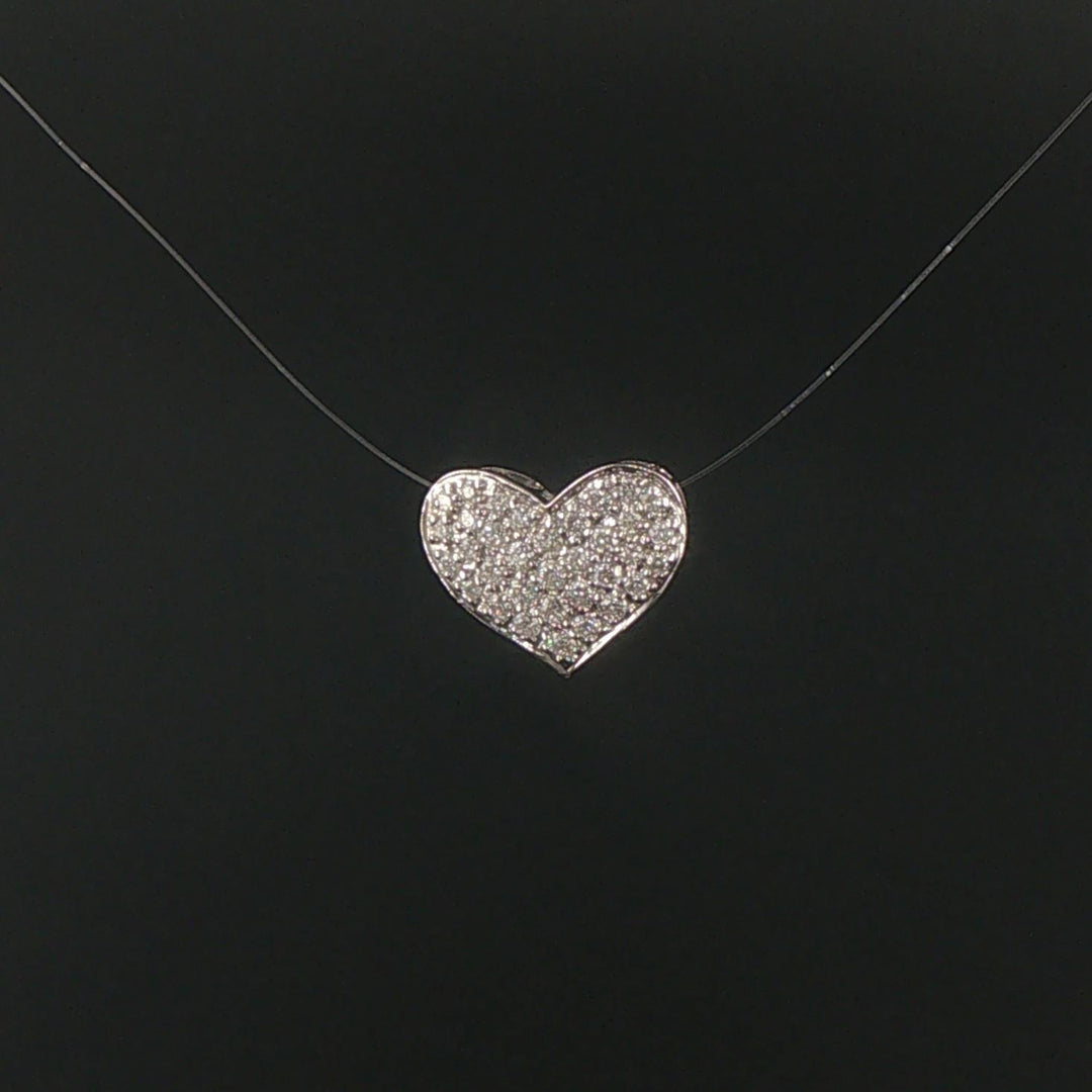 18k White Gold and 0.50cttw Pave Diamond Heart Slide Pendant