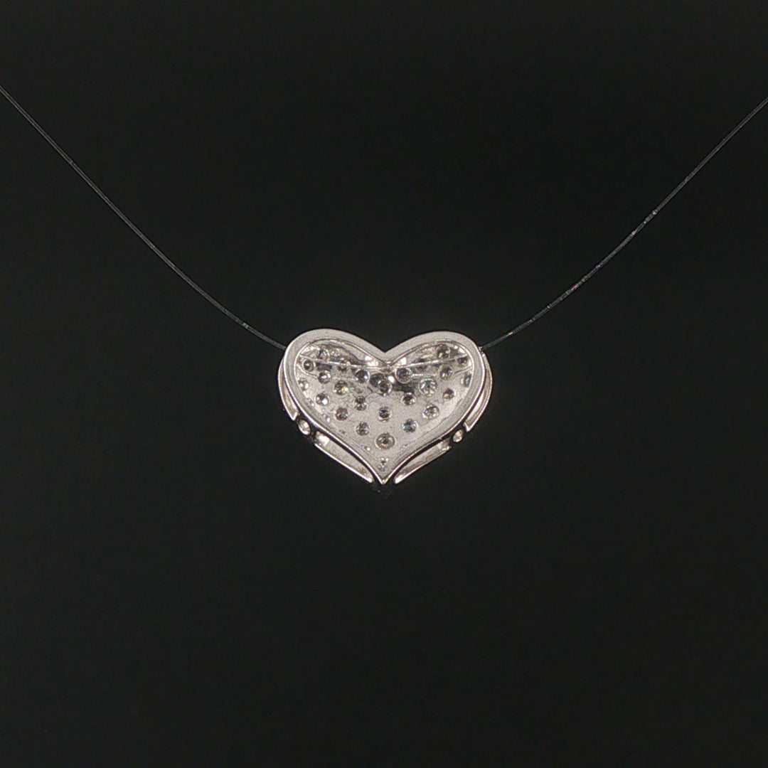 18k White Gold and 0.50cttw Pave Diamond Heart Slide Pendant