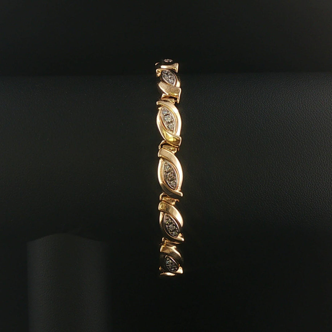 14k Yellow Gold and 1cttw Diamond 22.7g Fancy Link Bracelet 7"