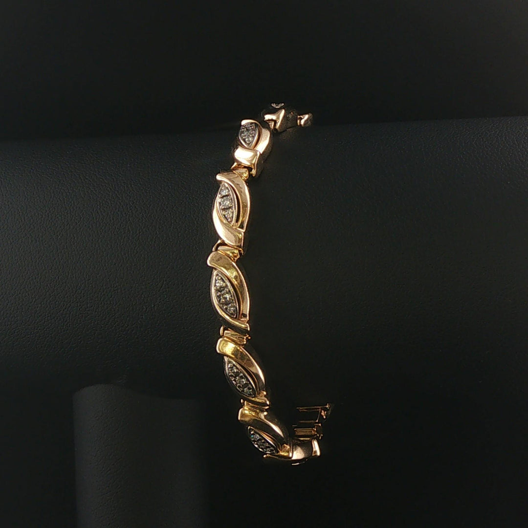 14k Yellow Gold and 1cttw Diamond 22.7g Fancy Link Bracelet 7"