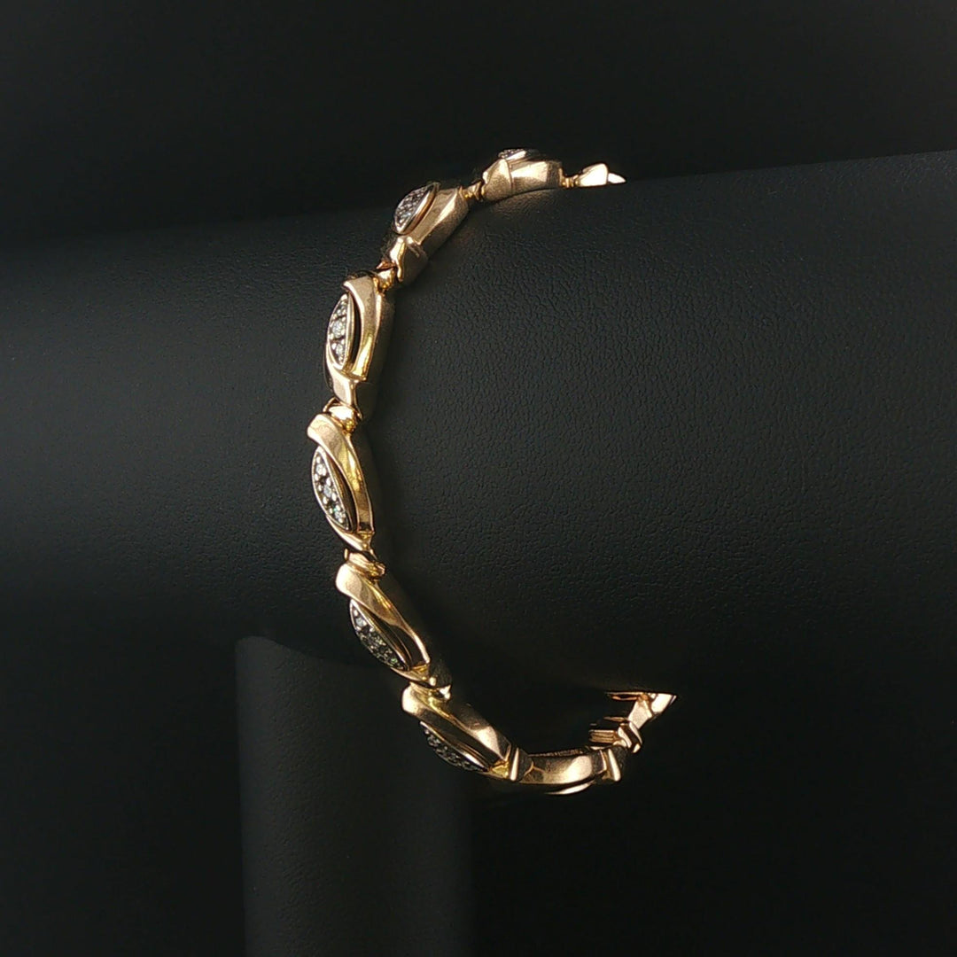 14k Yellow Gold and 1cttw Diamond 22.7g Fancy Link Bracelet 7"
