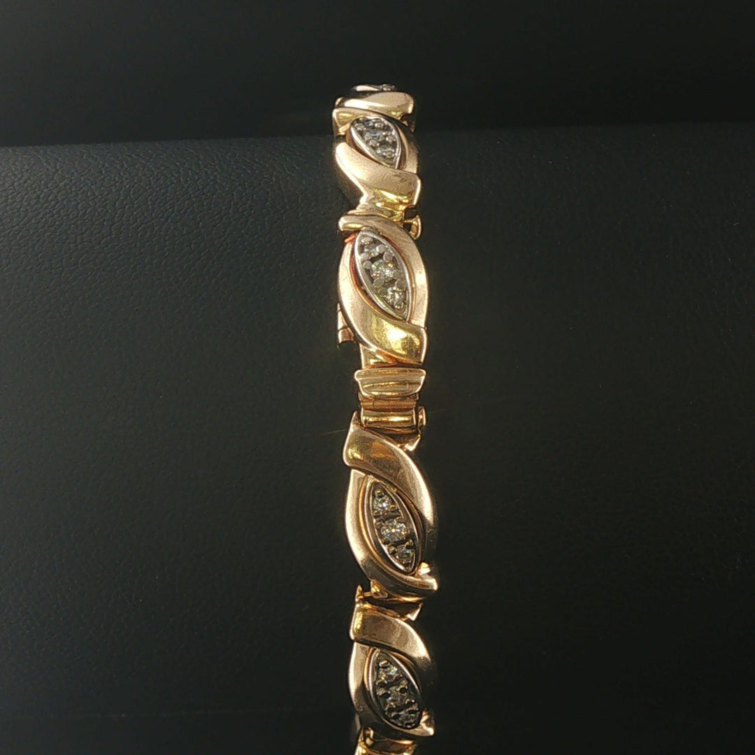 14k Yellow Gold and 1cttw Diamond 22.7g Fancy Link Bracelet 7"