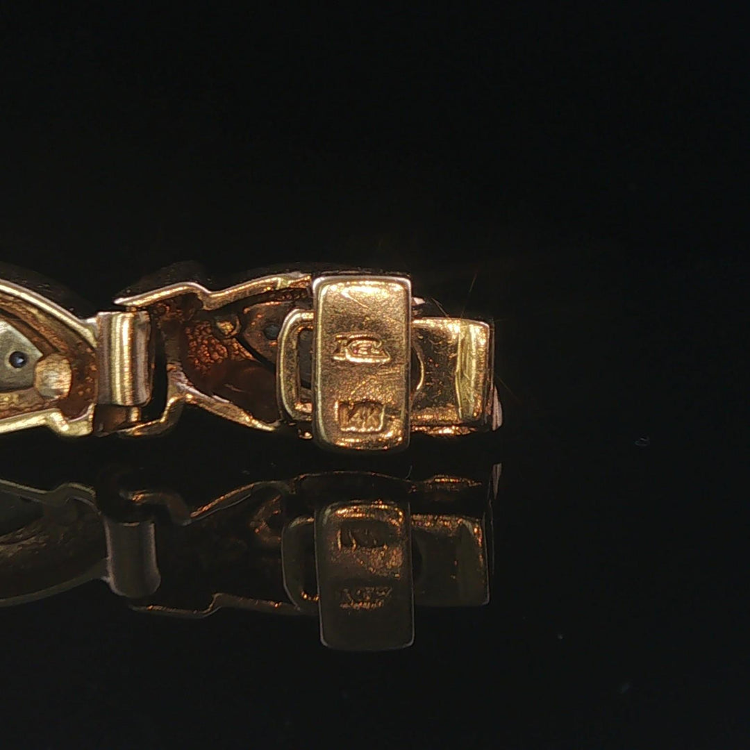14k Yellow Gold and 1cttw Diamond 22.7g Fancy Link Bracelet 7"