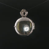 14k White Gold Blue Sapphire and Diamond Vintage Locket Pendant 1.25"